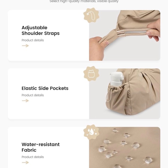 Neutral Tan Ruched Shoulder Bag - Picture 7 of 8